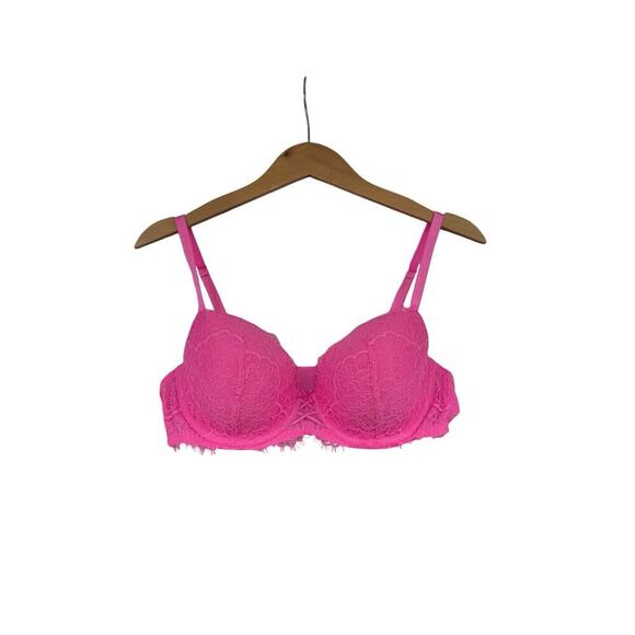 Victoria’s Secret Hot Pink Lace Dream Angels Lined Demi Bra 38C - Picture 1 of 7